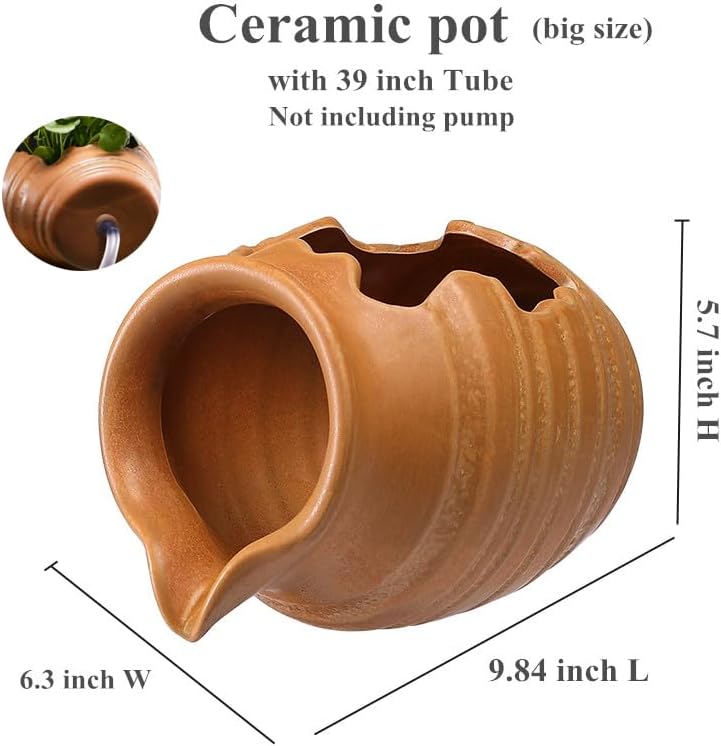 Andady Outdoor Garden Fountain Spitter Pond Water Feature Pump DIY Ceramic Pot Decoration (9.8 inch Color 3) - Image 2